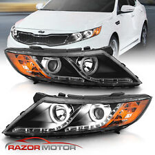 [LED Halo] 2011-2015 Black Projector LED Parking Headlights Pair For Kia Optima picture