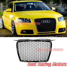 RS3 Style Front Grille (Gloss Black Frame + Honeycomb) Fits 06-08 Audi A3 8P picture