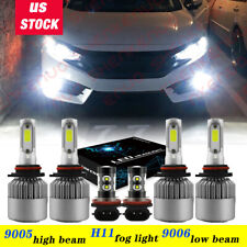 For Honda Civic 2006-2012 2013 2014 2015 LED Headlight High+Low Fog Light Bulbs picture