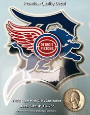 Detroit Tigers Red Wings Pistons Lions 4D Decal Premium Laminated 4 Inch 0005 picture