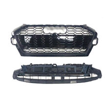 RS4 Style Front Grill For Audi A4 S4 2020 2021 2022 2023 Honeycomb Grille Black picture