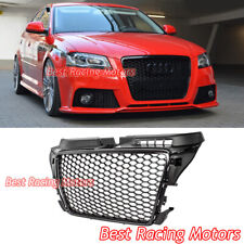 For 2009-2013 Audi A3 8P RS3 Style Front Grille (Gloss Black Frame + Honeycomb) picture
