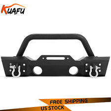 Stubby Front Bumper Winch Plate w/Fog Light Housing For 07-18 Jeep Wrangler JK picture