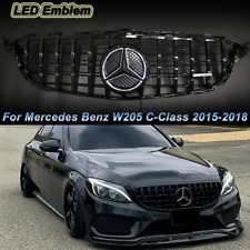 Gloss Black GTR Grille W/LED Emblem For Mercedes Benz W205 2015-2018 C-Class picture