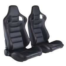 Universal Pair Reclinable Racing Seats & Dual Sliders black PU & Carbon Leather picture
