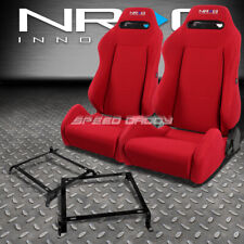 NRG TYPE-R RED RECLINABLE RACING SEATS+BRACKET FOR CIVIC EJ/EK/EH/INTEGRA DB DC picture