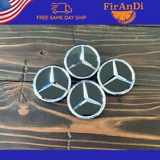 SET OF 4 FITS MERCEDES-BENZ GLOSSY BLACK WHEEL CENTER HUB CAPS EMBLEM 75MM /3 In picture