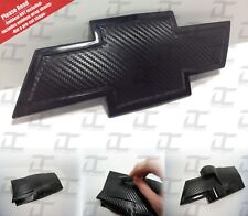 (2) Silverado Carbon Fiber Universal Chevy Bowtie Emblem Wrap Sheet Kit Overlay picture