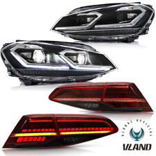 2Sets VLAND Full LED Headlights+Red Tail Lights For VW Golf 7 MK7 &GTI 2015-2017 picture