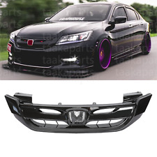 For 13-15 Honda Accord 4 Door Gloss Black JDM Mod Style Front Bumper Hood Grille picture