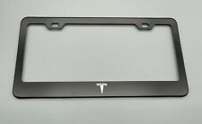 Tesla Logo Black License Plate Frame Stainless Steel with Laser Engraved picture