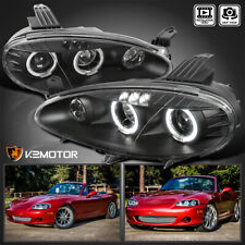 Black Fits 2001-2005 Mazda Miata MX5 LED Halo Projector Headlights Lamps 01-05 picture