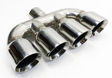 Exhaust Tip Center 2.50 inlet 3.50 Quad 10.00 Long  Rolled Slant Stainless Steel picture