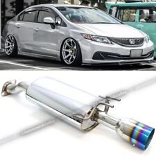 Fits 12-15 Civic 4DR Stainless Steel Axle Back Exhaust Muffler Green Burnt Tip picture