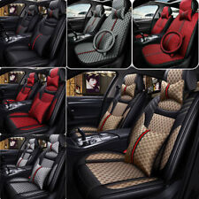 Luxury Leather Front + Rear Car Seat Covers 5-Seats Cushion Full Set Universal picture