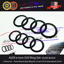 AUDI etron Ring GLOSS BLACK Front Grille & Trunk Rear Emblem Badge Logo e-tron picture