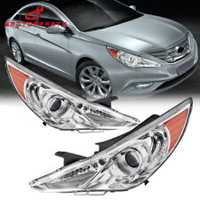 For 2011-2014 Hyundai Sonata Pair Headlights Assembly Chrome Housing picture