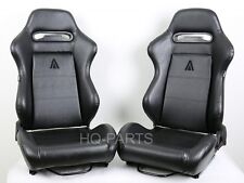 2 TANAKA BLACK PVC LEATHER RACING SEATS RECLINABLE + SLIDERS FIT FOR FORD * picture