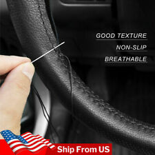 DIY Leather Car Steering Wheel Cover Needle Thread Anti-slip Black 15