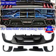 For 2015-2017 Ford Mustang Unpainted Rear Diffuser Dual Quad Exhaust GT500 Style picture