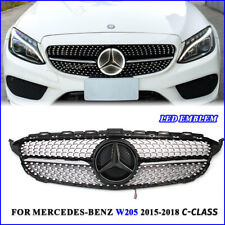 Front Grille W/LED Star For Mercedes Benz C-Class C300 W205 Diamond Grill 15-18 picture