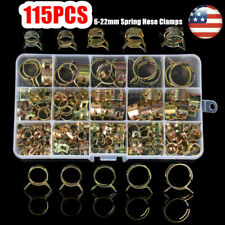 US Hose Clamps Assortment Kit Steel Spring Clip Water Fuel Tube Air Pipe 115PCS picture