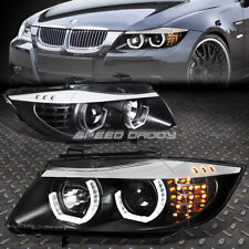 FOR 09-12 BMW E90 3-SERIES BLACK 3D CRYSTAL HALO PROJECTOR HEADLIGHT+LED CORNER picture