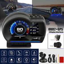 HUD OBD2+GPS Gauge Head Up Car Digital Display Speedometer RPM Alarm Temperature picture