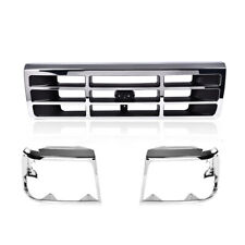 FIT For 1992-1996 FORD F150 F250 BRONCO GRILLE HEADLIGHT DOOR CHROME 3 PCS  picture