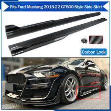 For 2015-2022 Ford Mustang GT500 Style Carbon Look Side Skirt Extension Splitter picture