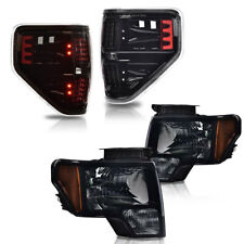 Fit For 2009-2014 Ford F150 Smoke Lens Headlights+LED Tail Brake Lamps Pair picture