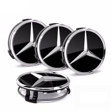 4PCS Black Wheel Centre Caps 75mm Badge Hub Emblem Fit For Mercedes-Benz C E S picture