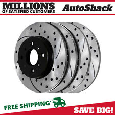 Front & Rear Drilled Slotted Brake Rotors Black Set of 4 for Acura Integra 1.8L picture