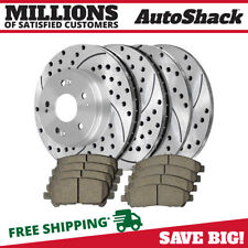 Front & Rear Drilled Slotted Brake Rotors Silver & Pads for Honda Pilot 3.5L V6 picture