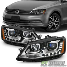 Halogen Model 2011-2018 VW Jetta Sedan LED U-Shape DRL Projector Blk Headlights picture