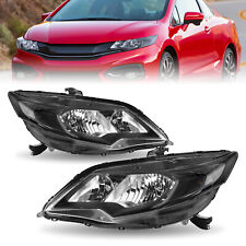 For 2014-2015 Honda Civic Coupe 2Dr Halogen OE Style Black Clear Headlights Pair picture