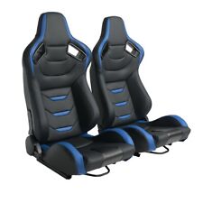 1 Pair Reclinable Racing Seats PU Leather Adjustable Bucket Seats W/ 2 Sliders  picture