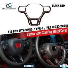 Dry Carbon Fiber Steering Wheel Cover for 11th Gen Civic Type R FL5 Black Red picture