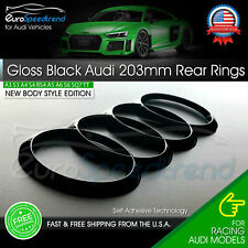 AUDI Rear Rings Gloss Black 203mm Trunk Lid Emblem Badge Logo A4 S4 A5 S6 A6 Q5 picture