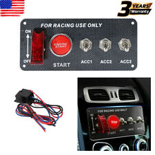 Carbon Ignition Switch Panel Engine Start Push Button LED 12V Toggle Racing Car picture