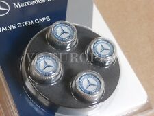 Mercedes-Benz Genuine Tire Valve Stem Cap Set, Laurel Blue on Silver Caps OEM  picture