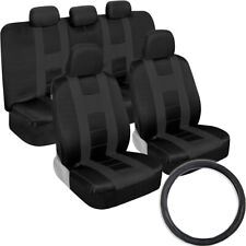 BDK Forza Car Seat Covers Full Set with Steering Wheel Cover, Charcoal Gray picture