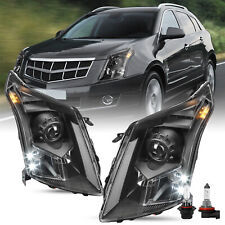 For 2010-2016 Cadillac SRX 4 Dr Black Halogen Headlights Pair Headlamps w/Bulbs picture
