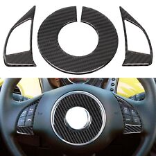 3Pcs Carbon Fiber Interior Steering Wheel Accent Cover Trim For Fiat 500 2012-15 picture