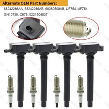 4 Ignition Coil+ Spark plug For Jeep Cherokee Compass Chrysler 200 2.4L L4 UF754 picture