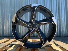 BLACK MACHINED FACE 19X8.5 +35 5X112 RIMS WHEELS FITS VOLKSWAGEN AUDI | SET OF 4 picture
