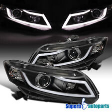 Fits 2012-2015 Honda Civic 2/4Dr Projector Headlights W/ New LED Light Bar Black picture