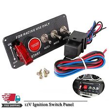 Carbon Ignition Switch Panel Engine Start Push Button LED 12V Toggle Racing Car picture