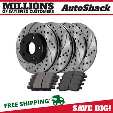 Front & Rear Drilled Slotted Brake Rotors Black & Pads for Mitsubishi Lancer picture