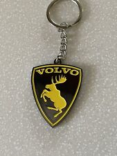 ALL NEW Volvo Prancing Moose Yellow on Smoked Nickel 2” Keychain picture